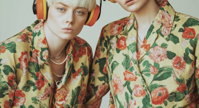 Floral Duo with Headphones