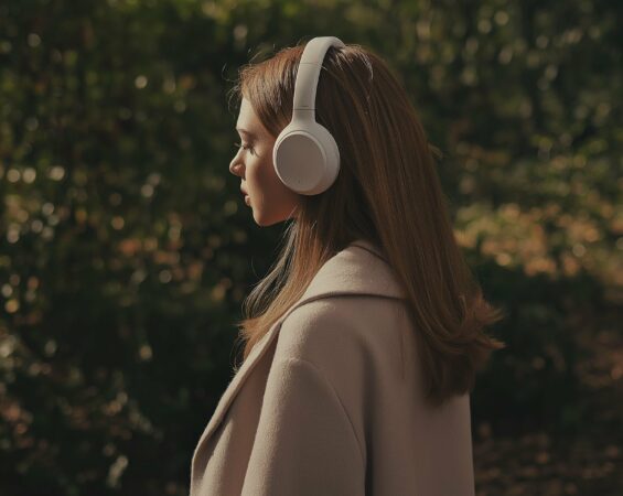 Woman with Headphones in Nature
