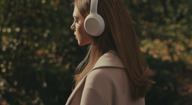 Woman with Headphones in Nature