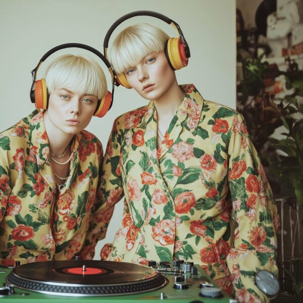 Floral Duo with Headphones Floral Duo with Headphones
